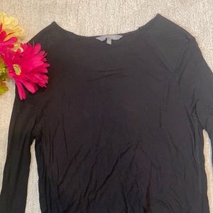 Long sleeve black tee with shoulder detail